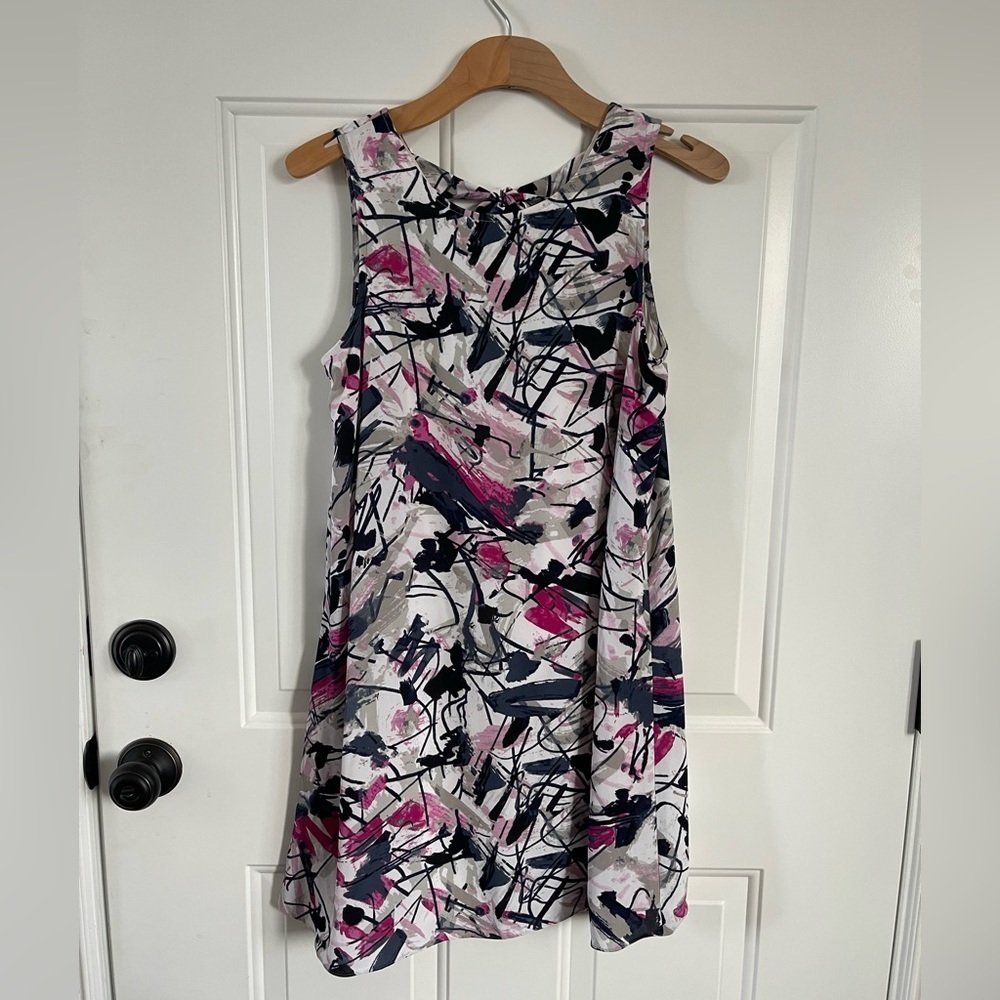 Nic & Zoe Petite small sleeveless pink, blue and white shift